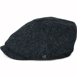 New Casquette Gavroche en Harris Tweed à Chevrons Carloway bleu-noir Femme/Homme Casquettes Plates|Chapeaux Hiver