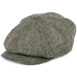 Cheap Casquette Gavroche en Harris Tweed à Chevrons Carloway vert-bleu Femme/Homme Casquettes Plates|Chapeaux Hiver