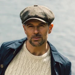 Cheap Casquette Gavroche en Harris Tweed à Chevrons Carloway vert-bleu Femme/Homme Casquettes Plates|Chapeaux Hiver