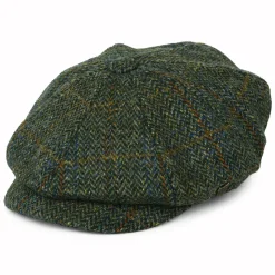 Outlet Casquette Gavroche en Harris Tweed à Chevrons Carloway olive-bleu-rouille Femme/Homme Casquettes Plates|Chapeaux Hiver