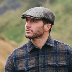 Fashion Casquette Gavroche en Laine Britannique Hexham marron clair-marron foncé Femme/Homme Casquettes Plates|Casquettes Plates