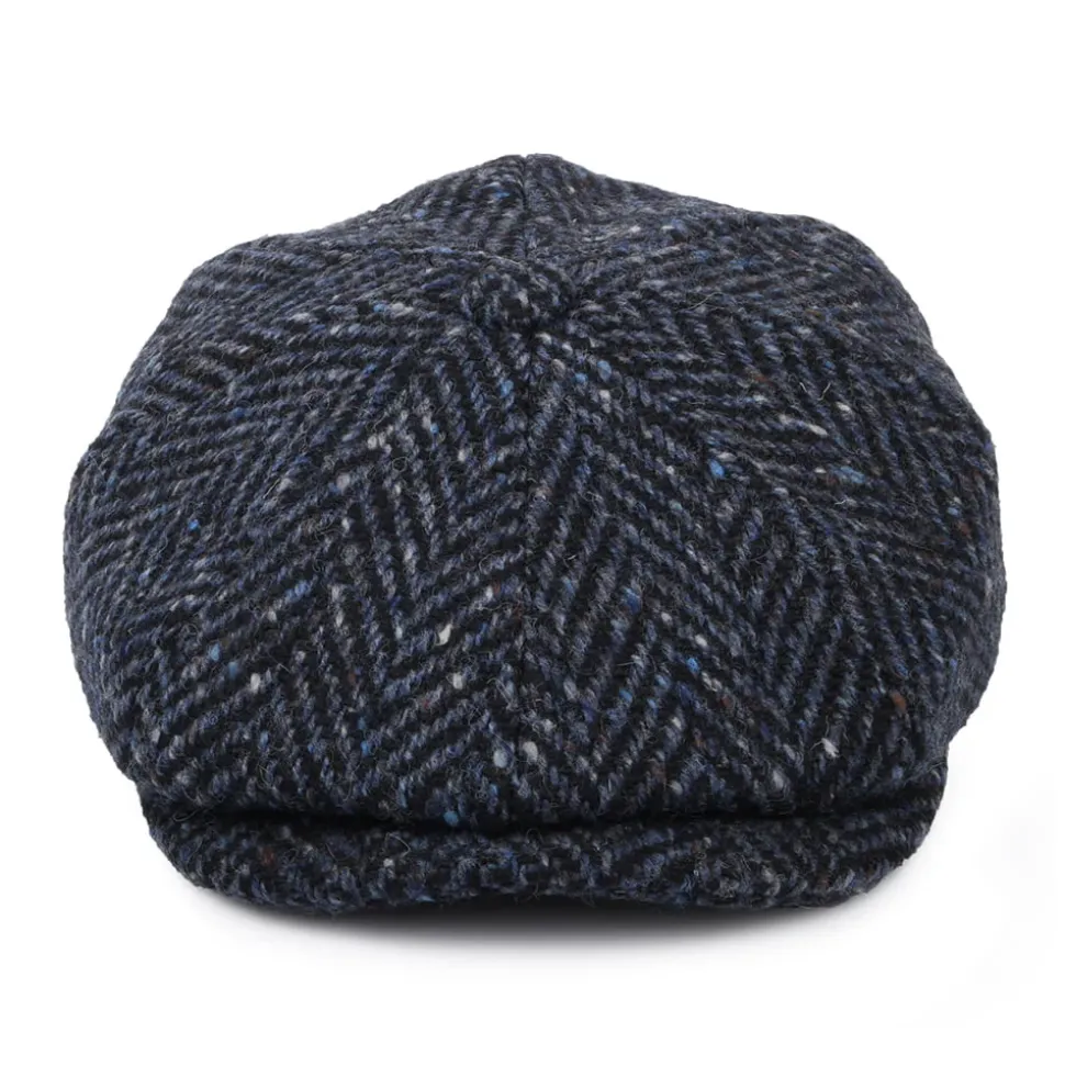 Best Sale Casquette Gavroche en Tweed du Donegal Épais à Chevrons Pettigo bleu marine-noir JAXON & JAMES Femme/Homme Casquettes Plates|Grandes Tailles
