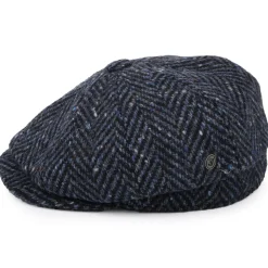 Best Sale Casquette Gavroche en Tweed du Donegal Épais à Chevrons Pettigo bleu marine-noir JAXON & JAMES Femme/Homme Casquettes Plates|Grandes Tailles