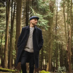 Best Sale Casquette Gavroche en Tweed du Donegal Épais à Chevrons Pettigo bleu marine-noir JAXON & JAMES Femme/Homme Casquettes Plates|Grandes Tailles