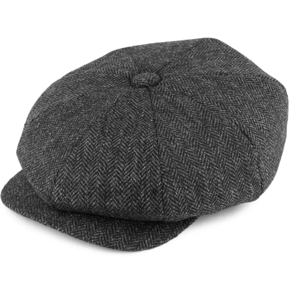 Clearance Casquette Gavroche en Tweed à Chevrons Country anthracite Femme/Homme Casquettes Plates|Chapeaux Hiver