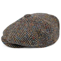 Cheap Casquette Gavroche en Tweed du Donegal à Chevrons foncé multi Femme Casquettes Plates|Casquettes Femme