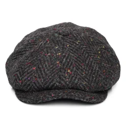 Best Sale Casquette Gavroche en Tweed du Donegal Épais à Chevrons Errigal anthracite-multi JAXON & JAMES Femme/Homme Casquettes Plates|Grandes Tailles