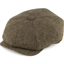 Online Casquette Gavroche en Tweed à Chevrons Country olive Femme/Homme Casquettes Plates|Chapeaux Hiver