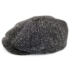 Shop Casquette Gavroche en Tweed du Donegal à Chevrons gris Femme Casquettes Plates|Casquettes Femme