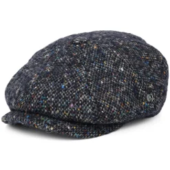 Fashion Casquette Gavroche en Tweed du Donegal Chiné Calotte Profonde bleu marine-multi Femme/Homme Casquettes Plates|Casquettes Plates