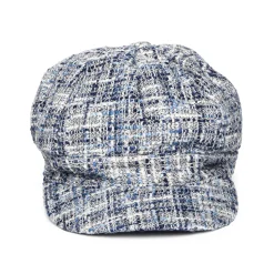 Hot Casquette Gavroche en Tweed bleu Femme Chapeaux Hiver|Casquettes Plates