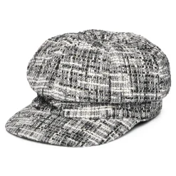 New Casquette Gavroche en Tweed gris Femme Chapeaux Hiver|Casquettes Plates