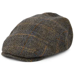 Online Casquette Plate à Carreaux et Chevrons Hooligan noir délavé-marron Femme/Homme Casquettes Plates|Grandes Tailles