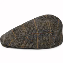 Online Casquette Plate à Carreaux et Chevrons Hooligan noir délavé-marron Femme/Homme Casquettes Plates|Grandes Tailles