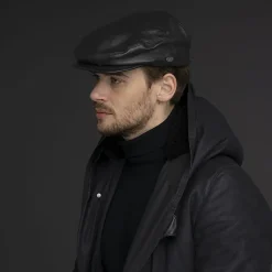 Best Sale Casquette Plate en Cuir Stockton noir Femme Casquettes Plates|Casquettes Femme