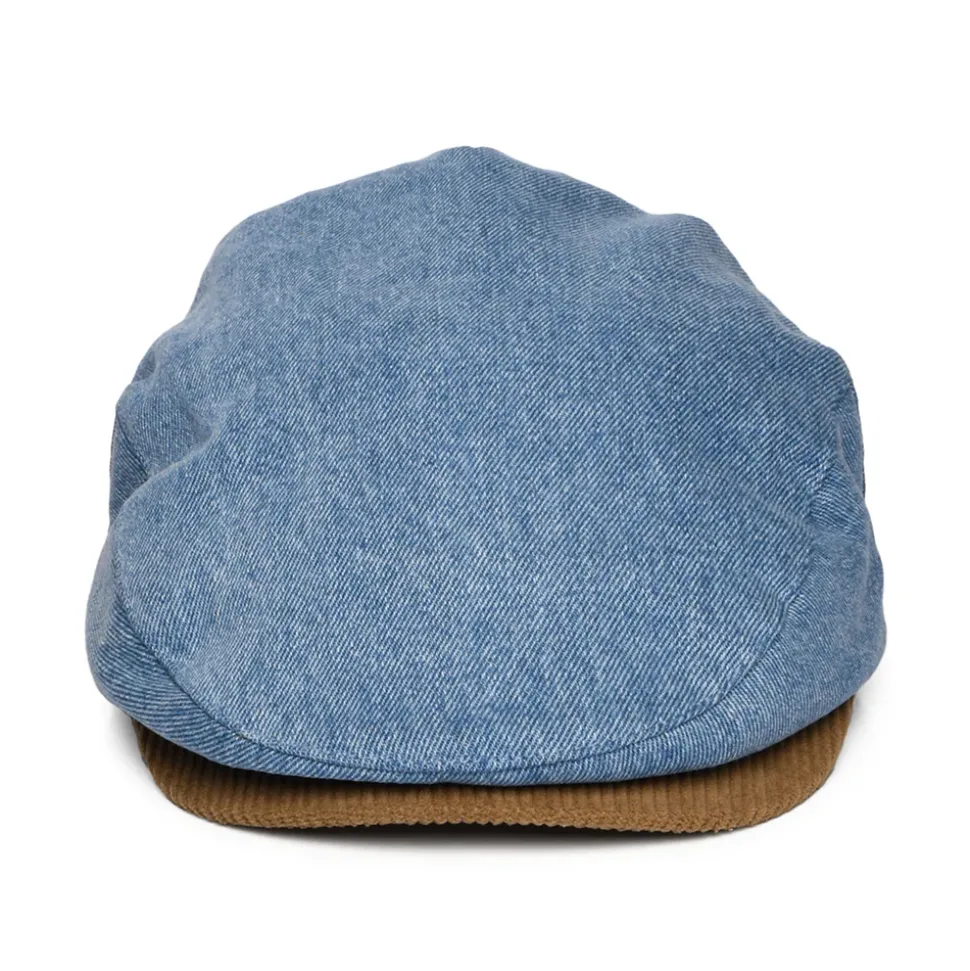 Best Sale Casquette Plate en Denim Délavé Hooligan bleu-marron Femme/Homme Casquettes Plates|Grandes Tailles