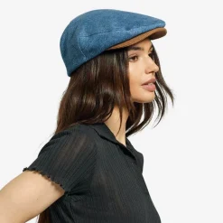Best Sale Casquette Plate en Denim Délavé Hooligan bleu-marron Femme/Homme Casquettes Plates|Grandes Tailles