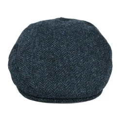 Discount Casquette Plate en Harris Tweed à Chevrons Stornoway bleu Femme Casquettes Plates|Casquettes Femme