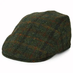 Clearance Casquette Plate en Harris Tweed Avec Protège-Oreilles à Carreaux Oban olive-rouille Femme/Homme Casquettes Plates|Chapeaux Hiver