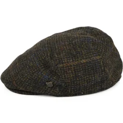 Hot Casquette Plate en Harris Tweed à Carreaux Stornoway olive et mix de couleurs Femme/Homme Casquettes Plates|Chapeaux Hiver