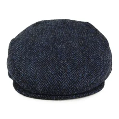 Sale Casquette Plate en Harris Tweed à Chevrons Ardmore bleu-noir JAXON & JAMES Femme/Homme Casquettes Plates|Grandes Tailles