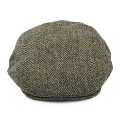Sale Casquette Plate en Harris Tweed à Chevrons Lundale olive-marron JAXON & JAMES Femme/Homme Casquettes Plates|Grandes Tailles