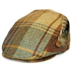 Sale Casquette Plate en Laine Britannique Tartan Plume moutarde-marron-vin Femme Chapeaux Hiver|Casquettes Plates