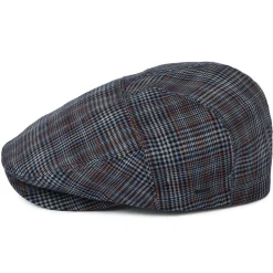Outlet Casquette Plate en Lin à Carreaux Duch bleu-rouille Femme/Homme Casquettes Plates|Casquettes Plates