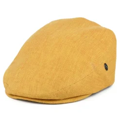 Sale Casquette Plate en Lin à Micro Chevrons moutarde Femme/Homme Casquettes Plates|Grandes Tailles