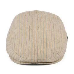 New Casquette Plate en Lin à Rayures naturel Femme/Homme Casquettes Plates|Casquettes Plates