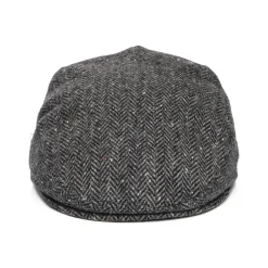 Cheap Casquette Plate en Tweed du Donegal à Chevrons gris-noir Femme/Homme Casquettes Plates|Chapeaux Hiver