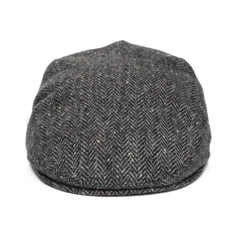 Cheap Casquette Plate en Tweed du Donegal à Chevrons gris-noir Femme/Homme Casquettes Plates|Chapeaux Hiver