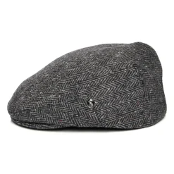 Cheap Casquette Plate en Tweed du Donegal à Chevrons gris-noir Femme/Homme Casquettes Plates|Chapeaux Hiver