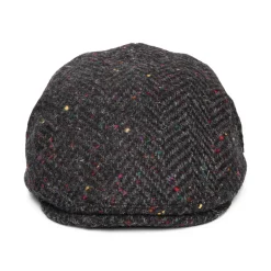 Outlet Casquette Plate en Tweed du Donegal Épais à Chevrons Finnegan anthracite-multi JAXON & JAMES Femme/Homme Casquettes Plates|Grandes Tailles
