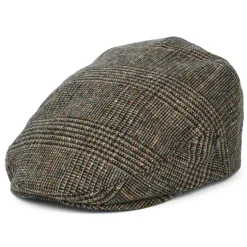 Shop Casquette Plate en Tweed du Donegal Prince-de-Galles olive Femme/Homme Casquettes Plates|Casquettes Plates