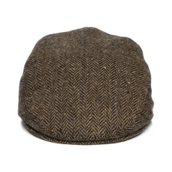 Clearance Casquette Plate en Tweed du Donegal à Chevrons marron Femme/Homme Casquettes Plates|Chapeaux Hiver