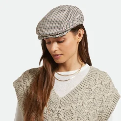 Fashion Casquette Plate Pied-de-Poule Hooligan sable-noir-sépia Femme/Homme Casquettes Plates|Grandes Tailles