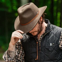 Discount Chapeau Australien Déformable en Laine Feutrée Hydrofuge Avec Protège-Oreilles khaki Femme Chapeaux De Pluie|Chapeaux De Cowboy