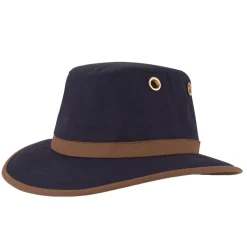 Flash Sale Chapeau Australien en Coton Ciré TWC7 bleu marine-beige sable Femme/Homme Chapeaux Été|Chapeaux De Pluie
