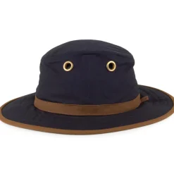 Flash Sale Chapeau Australien en Coton Ciré TWC7 bleu marine-beige sable Femme/Homme Chapeaux Été|Chapeaux De Pluie