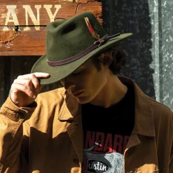 Online Chapeau Australien en Laine Feutrée Déformable Hydrofuge Dakota forêt Femme/Homme Chapeaux Trilby|Chapeaux Fedora