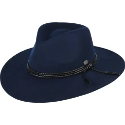 Hot Chapeau Australien en Laine Feutrée Piston bleu marine Femme Chapeaux Trilby|Chapeaux Hiver