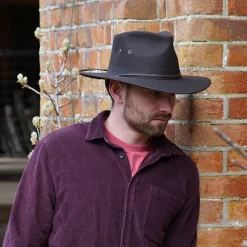 Store Chapeau Australien en Toile Cirée marron JAXON & JAMES Femme/Homme Chapeaux Trilby|Chapeaux Fedora