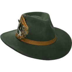 Cheap Chapeau Australien Hydrofuge en Laine Feutrée Avec Plumes olive Femme Chapeaux De Pluie|Chapeaux Femme