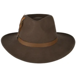 Fashion Chapeau Australien Hydrofuge en Laine Feutrée Avec Plumes marron Femme Chapeaux De Pluie|Chapeaux Femme