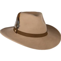 New Chapeau Australien Hydrofuge en Laine Feutrée Avec Plumes camel Femme Chapeaux De Pluie|Chapeaux Femme