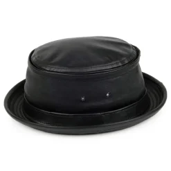 New Chapeau Bob en Cuir noir Femme/Homme Chapeaux Bob|Chapeaux Pork Pie