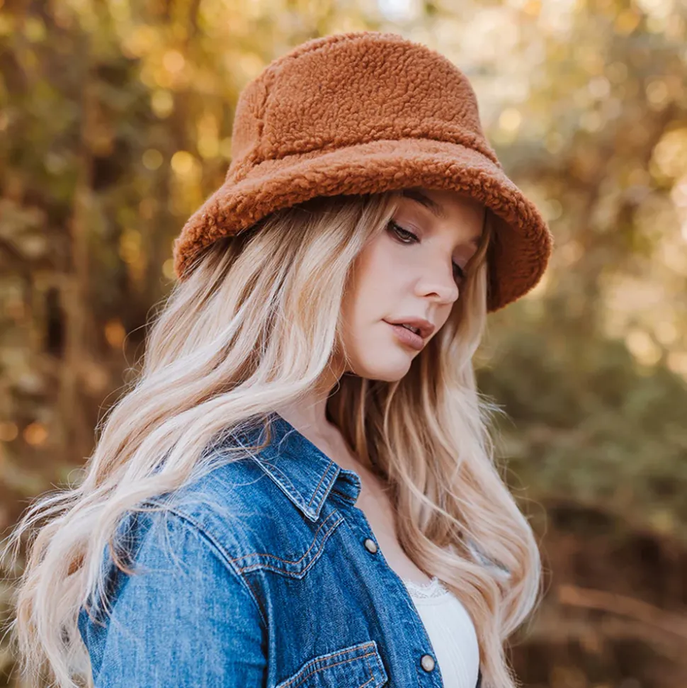 Shop Chapeau Bob en Fausse Fourrure Sherpa Kirsten rouille Femme Fausse Fourrure|Chapeaux Hiver