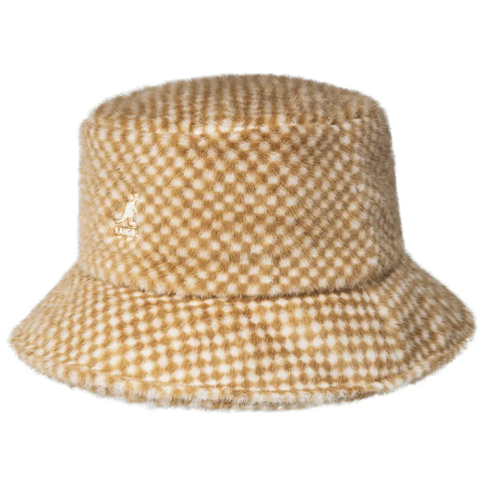 Online Chapeau Bob en Fausse Fourrure à Carreaux beige sable Femme Fausse Fourrure|Chapeaux Hiver