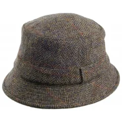 Hot Chapeau Bob en Harris Tweed Grouse olive-bleu Femme/Homme Chapeaux Bob|Chapeaux Hiver